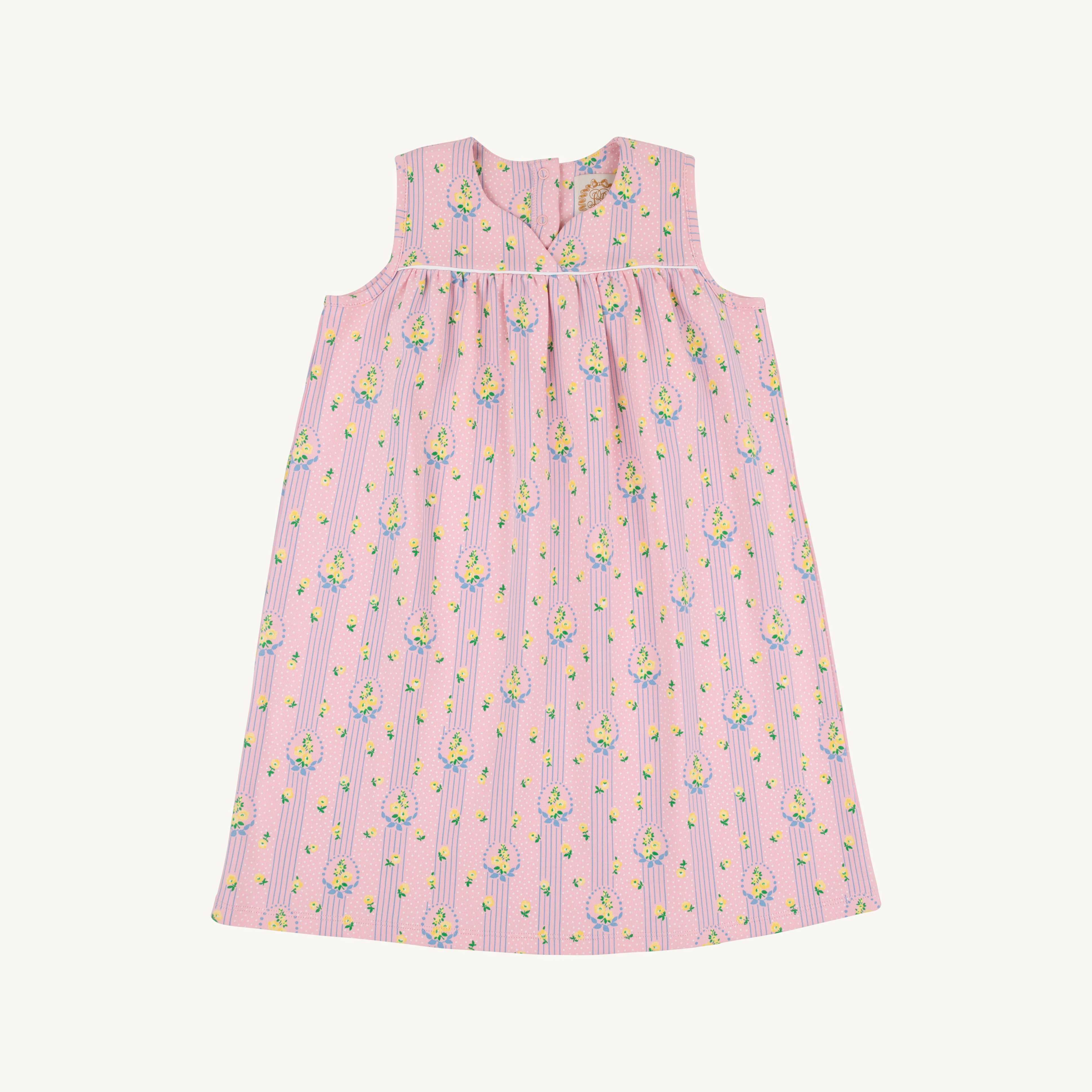 Sleeveless Dowell Day Dress - Central Park Posies & Worth Avenue White