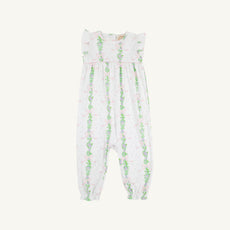 Sleeveless Leigh Ann Angel Sleeve Romper - Fincastle Floral with Palm Beach Pink
