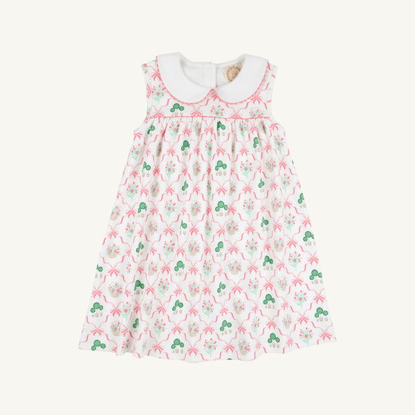Sleeveless Mary Dal Dress - Boxwoods & Bows with Romany Rose & Worth Avenue White