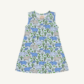 Embroidery result for: Sleeveless Polly Play Dress - Bal Harbour Hippo (Beale Street Blue)