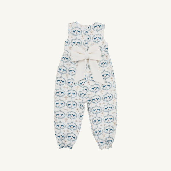 Sleeveless Rebecca Romper Quilted - Horse Bits & Bows with Palmetto Pearl