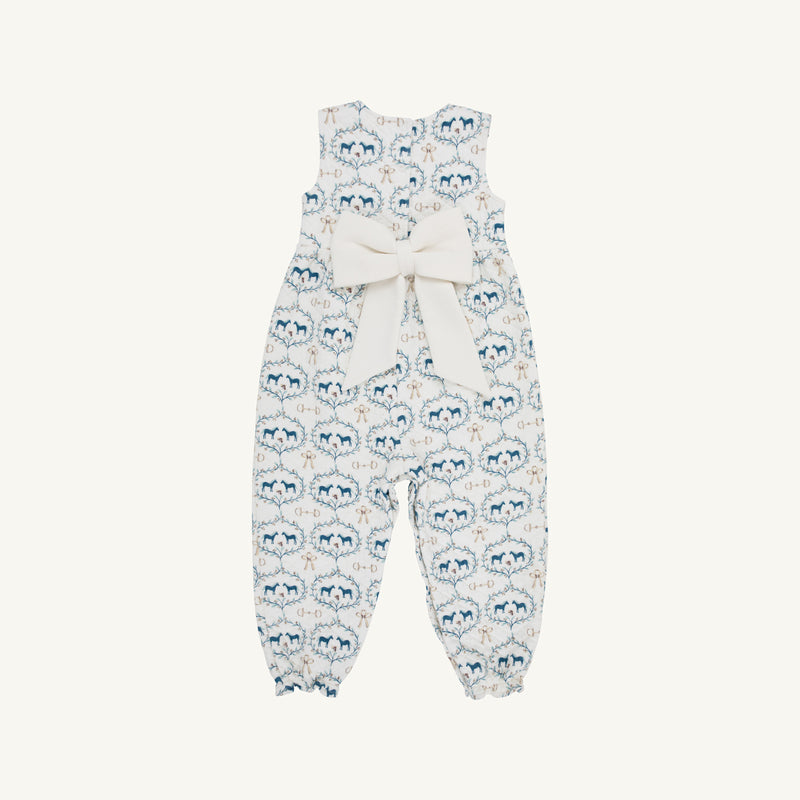 Sleeveless Rebecca Romper Quilted - Horse Bits & Bows with Palmetto Pearl