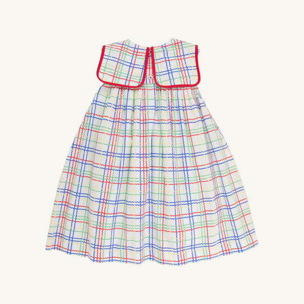 Sleeveless Stewart's Square Collar Dress - Wellington Windowpane with Richmond Red