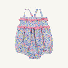St. Bart's Bubble Bathing Suit - Briar Patch Petals with Hamptons Hot Pink