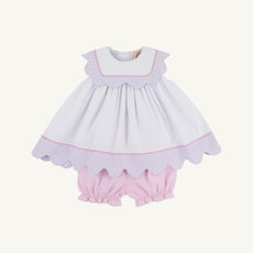 Sydney Scallop Set - Pink Greenbrier Gingham & Lauderdale Lavender Gingham with Worth Avenue White