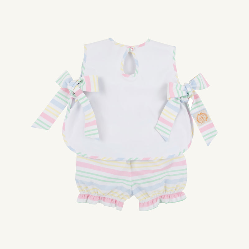 Talbott Tie Side - Worth Avenue White & San Antonio Stripe with Cat Applique