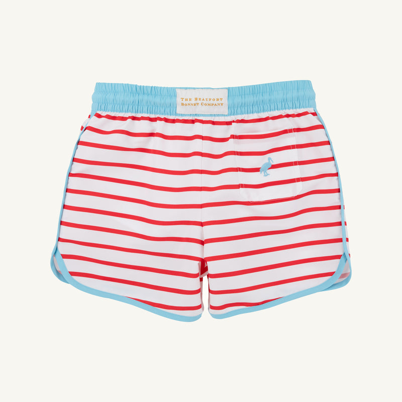 Tanner Trunks - Richmond Red Stripe with Belhaven Blue