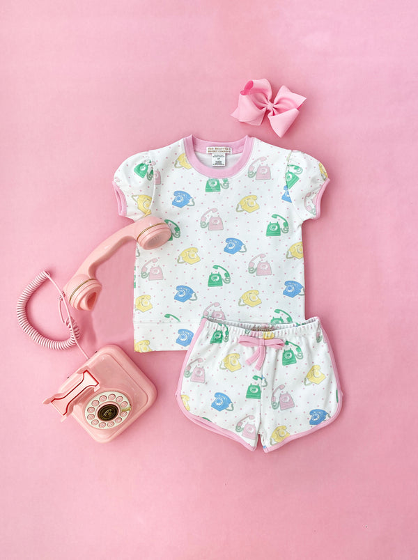 Short Puff Sleeve Cassidy Comfy Crewneck - You Had Me at Hello with Pier Party Pink