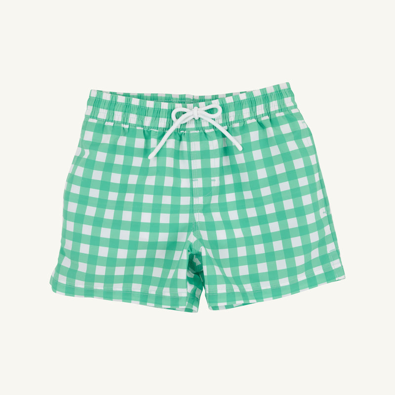 Tortola Trunks - Gibson Island Green Gingham with Worth Avenue White Stork