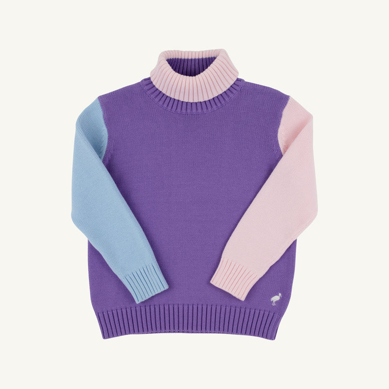 Townsend Turtleneck Sweater - Palisades Purple, Beale Street Blue, and Palm Beach Pink with Worth Avenue White Stork