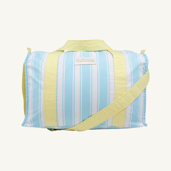 Westbury Weekend Bag - Belhaven Blue Ticking Stripe with Lake Worth Yellow