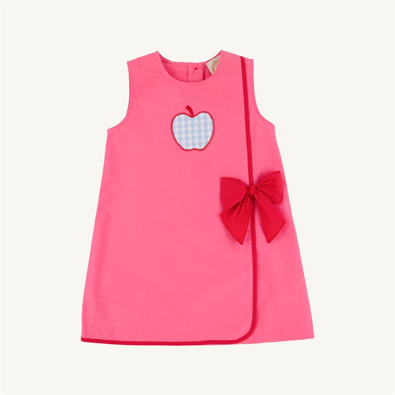 Wilma Faux Wrap Dress - Romany Rose with Richmond Red & Apple Applique