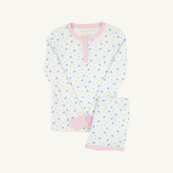 Sara Jane's Long Sleeve Short Set (Pointelle) - Dunwoody Daisy with Palm Beach Pink