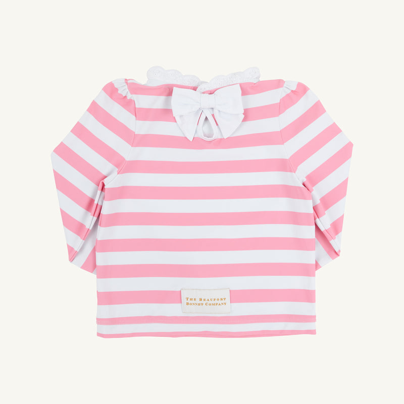 Winnie's Wave Spotter Swim Shirt (UPF 35+) - Caicos Cabana Stripe (Hamptons Hot Pink) with Worth Avenue White