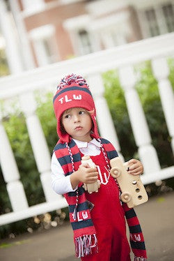 Peter Pan Collar Shirt & Onesie (Long Sleeve Woven) - Worth Avenue White with Richmond Red