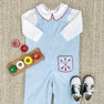 Peter Pan Collar Shirt & Onesie (Long Sleeve Woven) - Worth Avenue White with Richmond Red