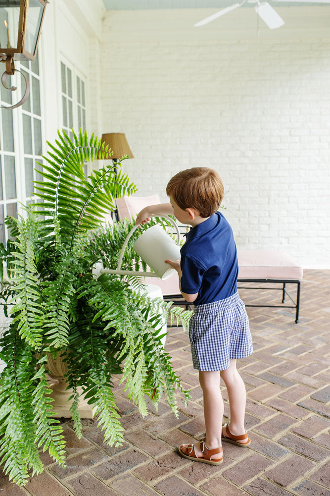 Prim & Proper Polo & Onesie - Nantucket Navy with Worth Avenue White Stork