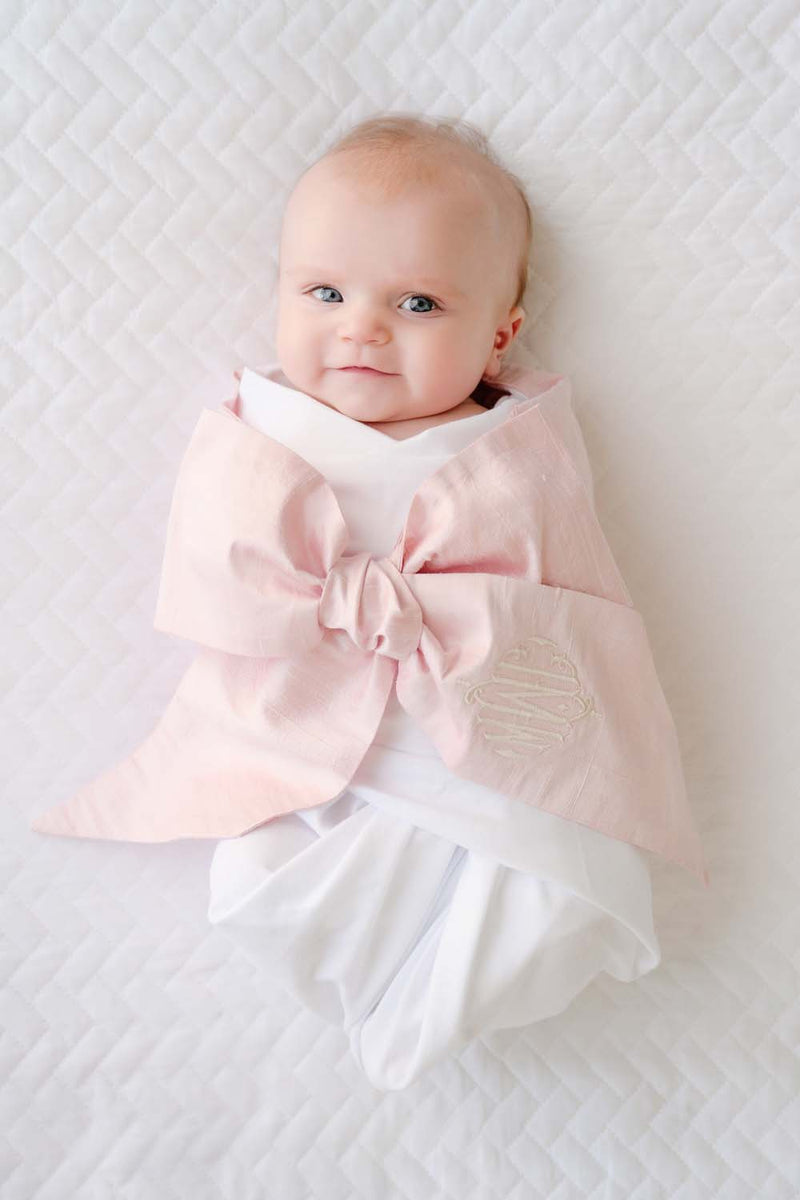 Baby Swaddle With Bow Bow Swaddle ® Southern Blush Silk
