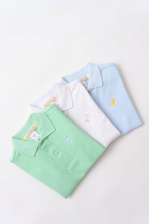Prim and Proper Polo - SS - Plantation Pink w/ Buckhead Blue Stork Pima