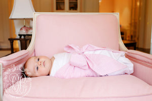 Brooksy Bubble - Pink Greenbrier Gingham & Worth Avenue White with Bow