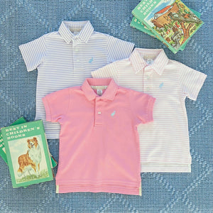 Little Miss Prim and Proper Polo - Puff Sleeve - Hamptons Hot Pink