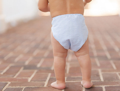 Blue Seersucker Diaper Cover for Infants & Toddlers